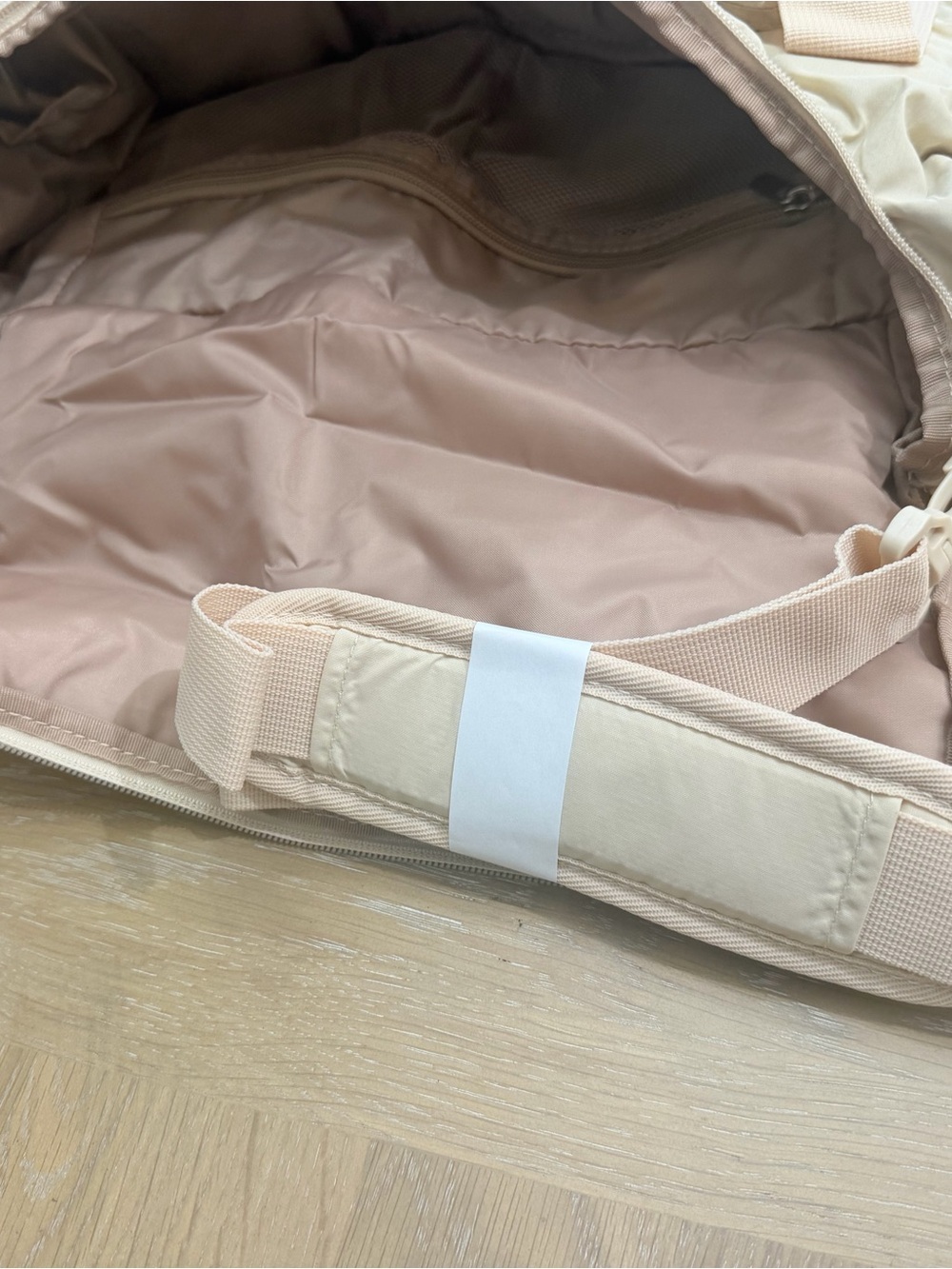 Convertible Women's Travel Duffel & Backpack in Light Beige - Picture 9 of 10